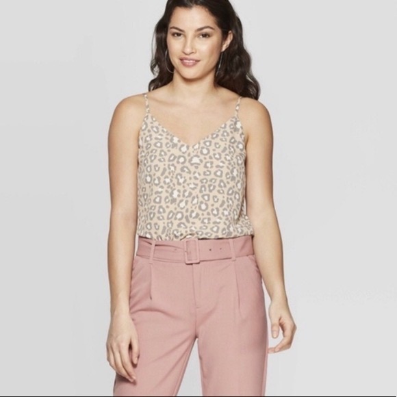 A New Day Light Neutral Leopard Print tank-top Blouse - Size Extra Large - Picture 3 of 6